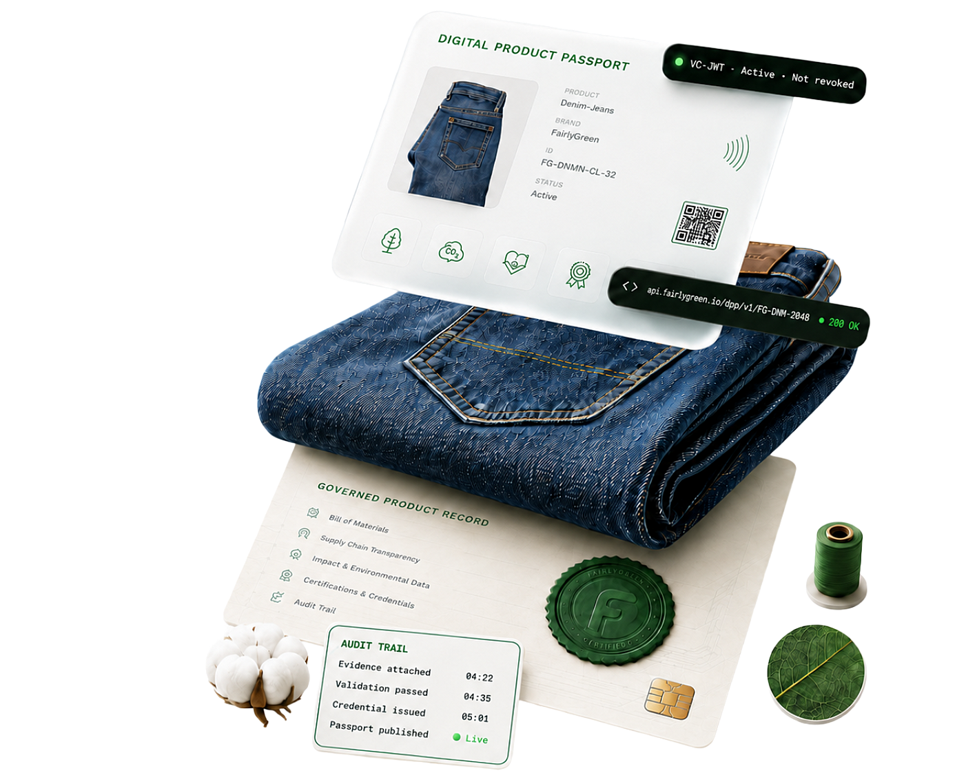 Digital Product Passport visualization — governed product record